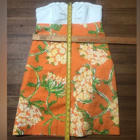 Lilly Pulitzer White Strapless Dress with Orange Floral Skirt - Picture 5 of 8